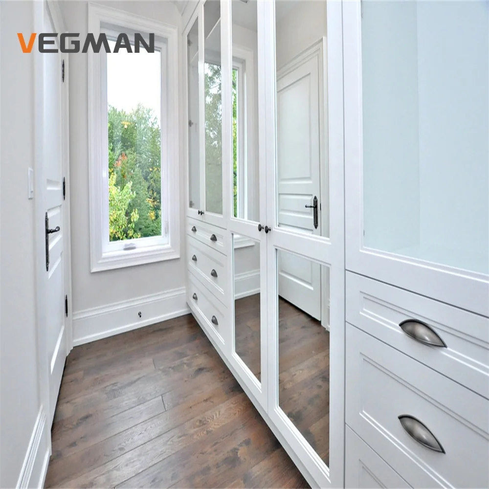 Сделанная на заказ мебель для гардероба из МДФ деревянный шкаф Распашные зеркальные двери