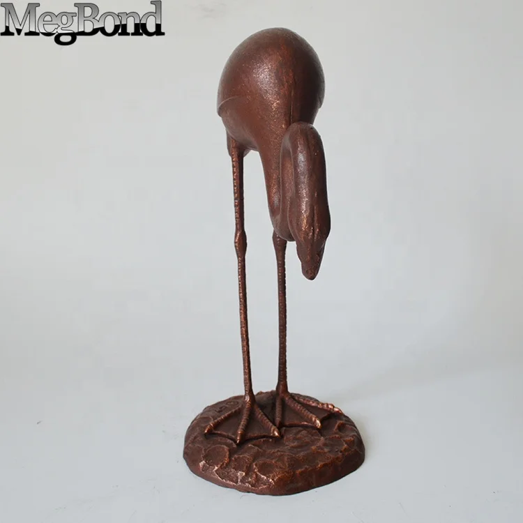 Cast iron flamingo metal sculpture large bird statues