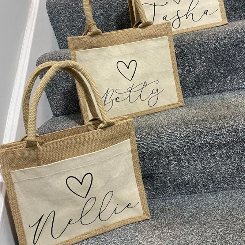 Eco Friendly Laminated Jute Bag Burlap Reusable Linen Shopping Tote Bags With Custom Logo For Advertising