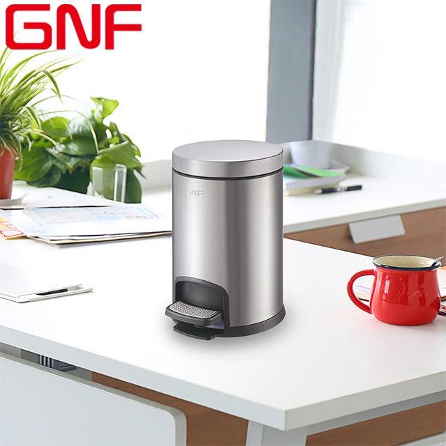 Круглая металлическая Педальная мусорная корзина GNF 5 л sus 430, мусорная корзина в скандинавском стиле, мусорная корзина из нержавеющей стали для отеля и комнаты
