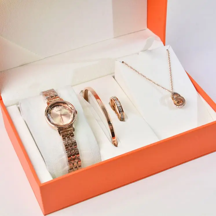 LABAOLI LA038  jewelry box set 3 atm water resistant quartz watch price unique rose gold women quartz watch