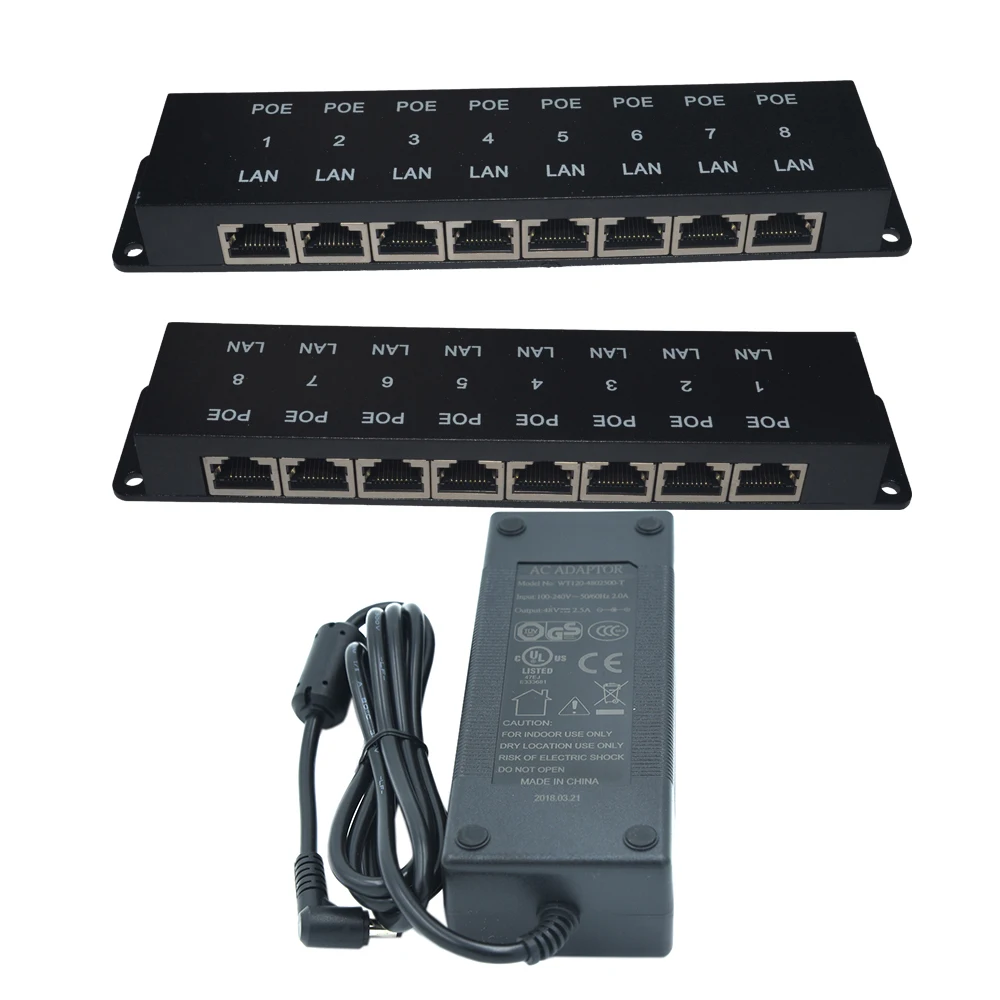 POE-8-48V120W 802.3af 48 в 120 Вт пассивная мощность через Ethernet poe инжектор 8 портов для точек доступа Wi-Fi