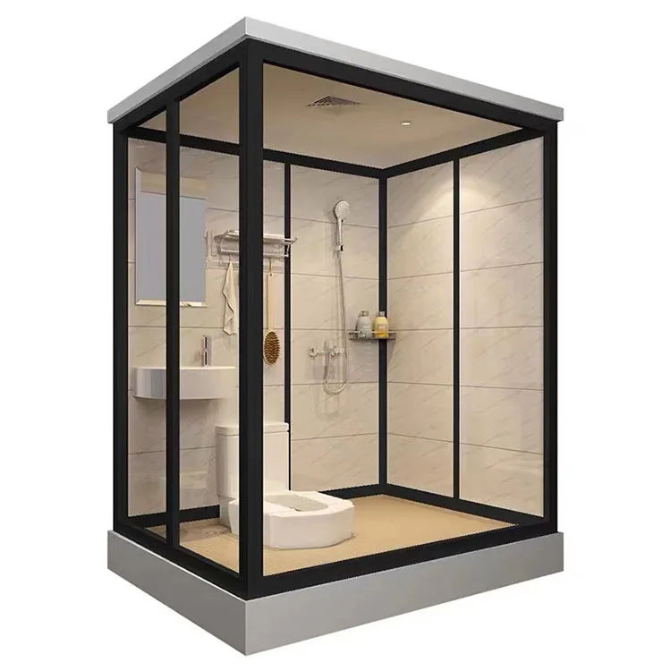 Prefab Bathroom Unit Square Round All In One Modular Completed Shower Room Cabin With Toilet & Light modular Bathroom Shower Pod