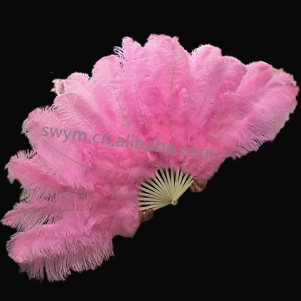 Top Quality Cheap 70cm*100cm Handmade Ostrich Feather Folding Fan for Wedding/Dancing