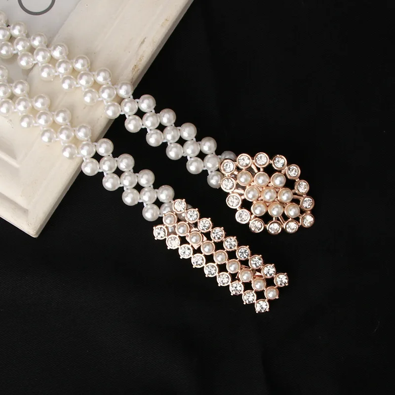 Wholesale Korean Style Fashion Elegant Pearl Waist Chain Internet Popular Inlaid Rhinestone Dress Decorative Belt