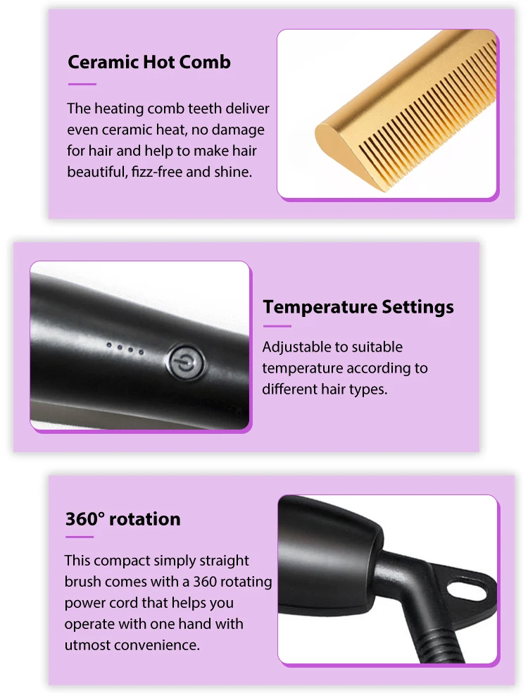 Most Popular Flat Iron Heated Hotcombs And Curlin Private Label Fast Hair Straightener Pressing Electric Hot Comb