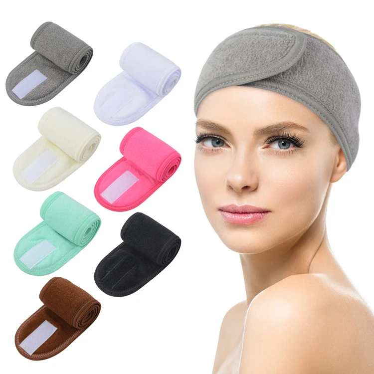 Custom Logo Head Band Terry Cloth Spa Headband Stretch Towel Washable Facial Band Cosmetic Makeup Wrap Headbands
