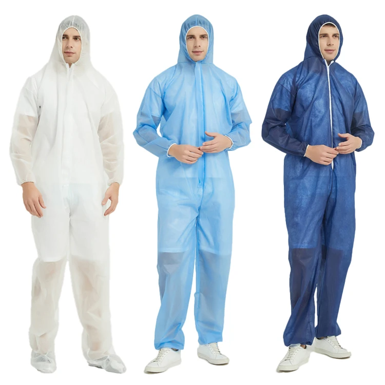 The lowest price nonwoven coverall blue mens work coveralls  protective clothing medical protective Hooded for workplace use