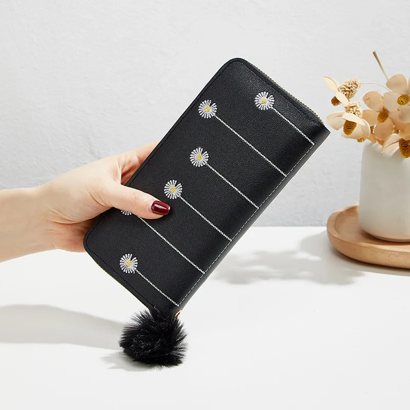 NEW purses girls 2024 wholesale plush flower print wallets fresh sweet card key long wallets women purse