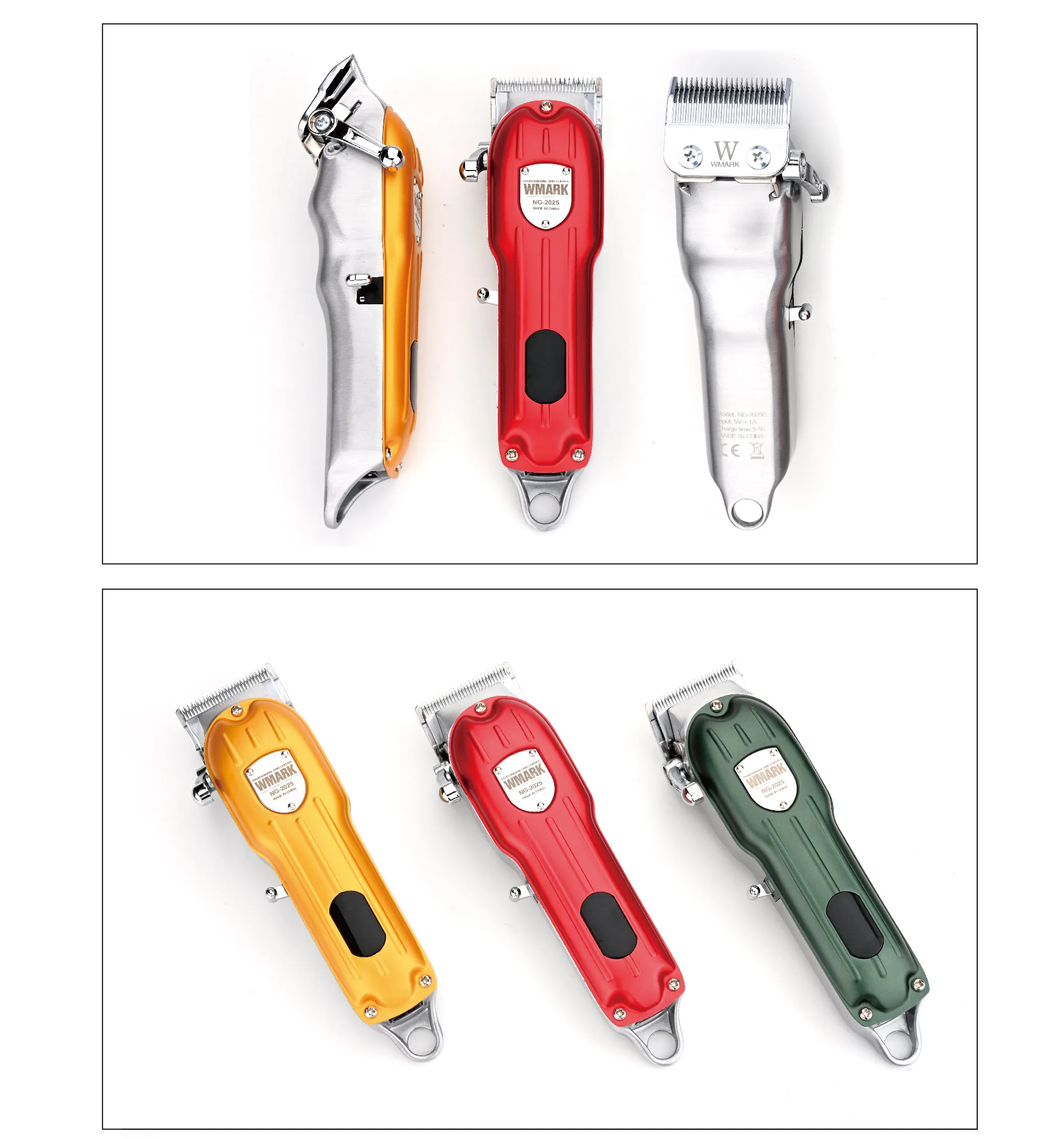 WMARK NG-2025B RTS All Metal Housing Led Display Stainless Blade 6500RPM Professional Hair Trimmer barber Hair Clippers