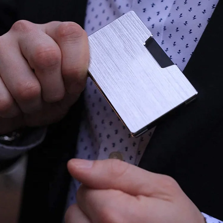 2021 Aluminium Alloy Stainless Steel Money Clip Wallet Blocking Metal Wallet Credit Card Holder RFID Anti-chief Men Wallet