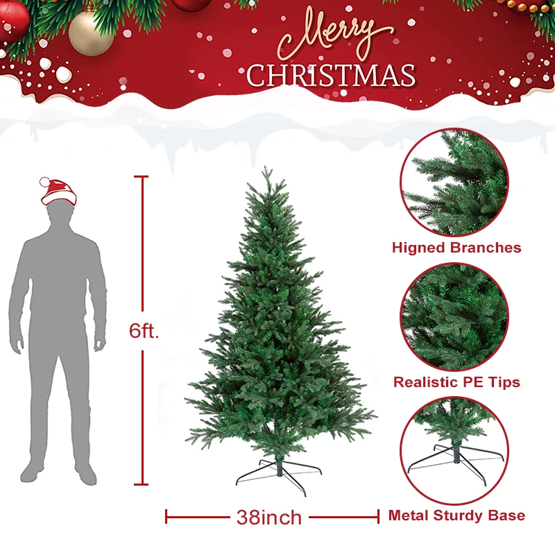 Easy Assembly 6ft/180cm Realistic hinged high quality stable metal stand Christmas tree