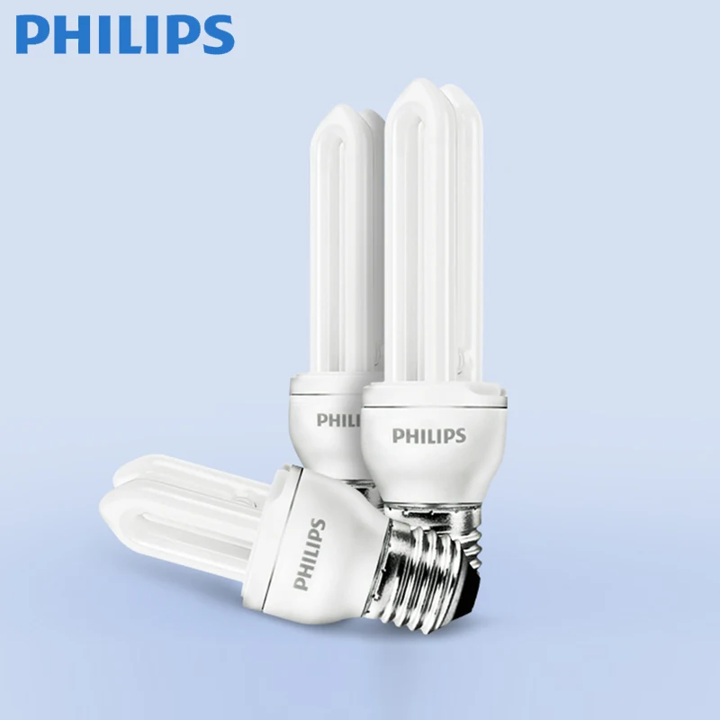  Philips 2U Энергосберегающая лампа E27 винтовая спиральная настольная U-образная Светодиодная для дома 11 Вт 5 супер
