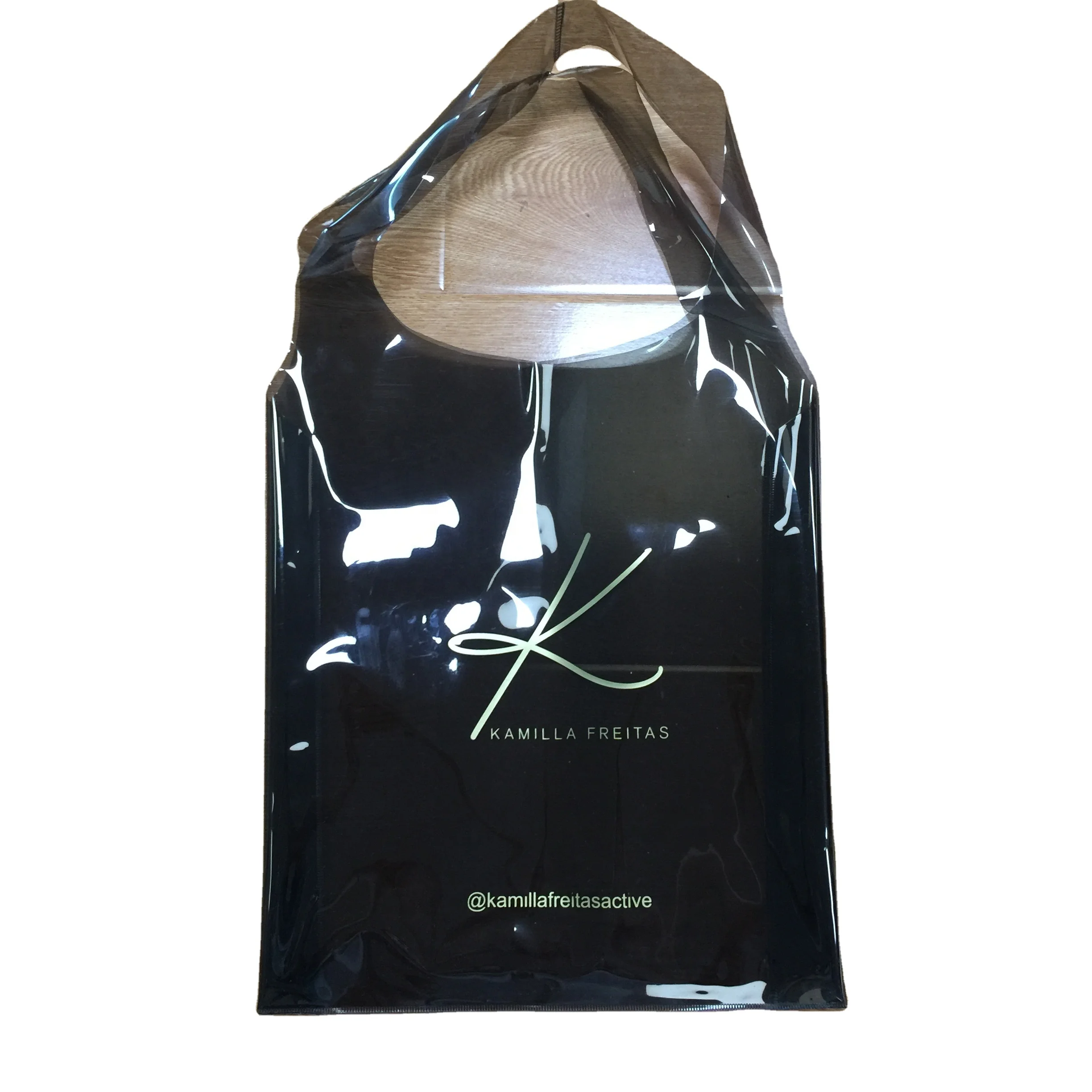 Custom Clear Tote Bags Reusable Women Fashion Shopping Waterproof Black Pvc Tote Bag For Work Beach Lunch Sports Concerts