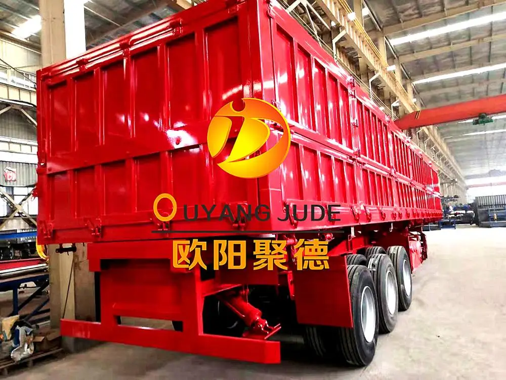 OYJD 40ft sidewall trailer 3 axles with lifting axle first front use stone loading tipper semi trailer on hill road  for sale