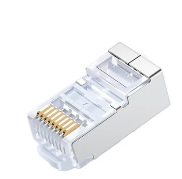 Super 6 category six network cable crystal head shield 8P8C connector household gigabit connector rj45 network gold-plated