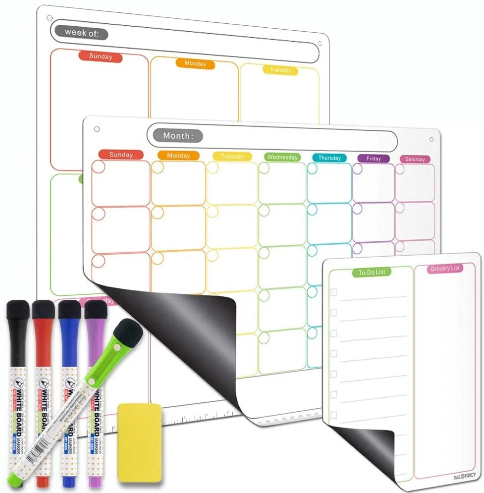 Magnetic  Weekly Calendar for Fridge  cute  magnetic sticker with Markers and Eraser