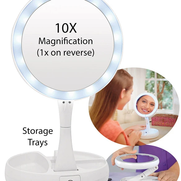 Пользовательский логотип компактное маленькое карманное ручное зеркало перезаряжаемое 10 кратное увеличительное светодиодное для макияжа