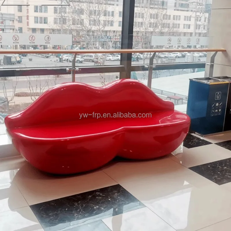 YUWEI shopping mall lobby lip shape leisure chair commercial high-end salon reception rest seat