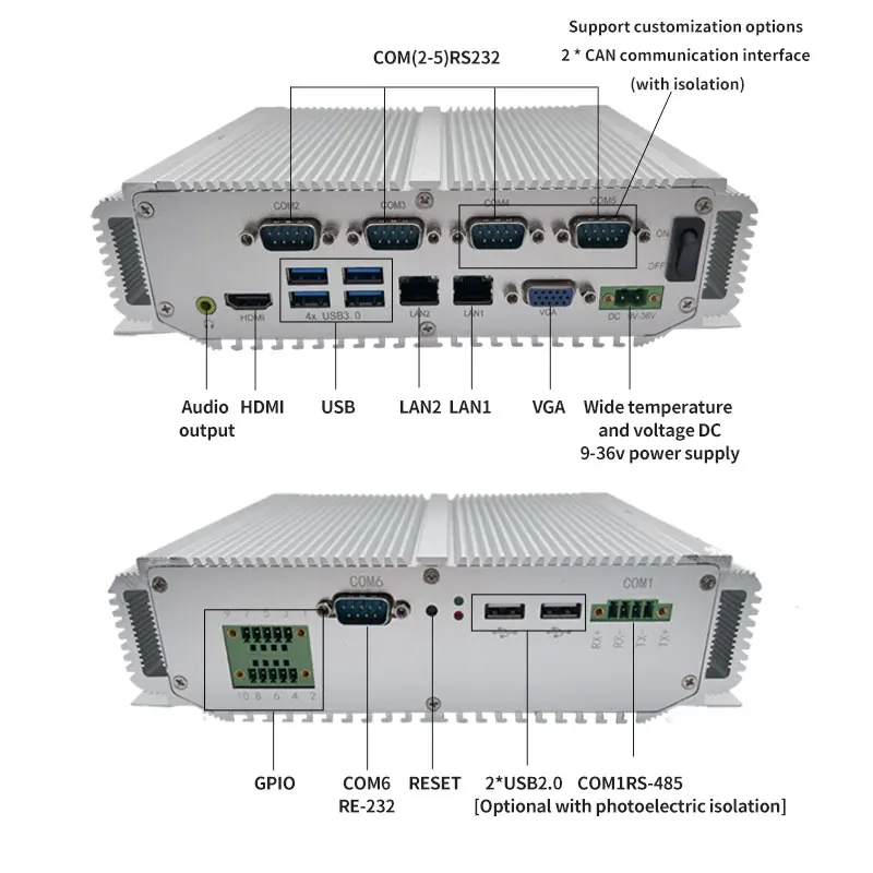 Industrial computer with intel i5-1135G7 11th Gen CPU DDR4 8GB RAM M.2 120GB 250GB SSD Fanless Mini PC