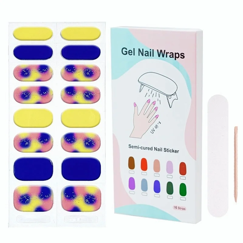 Корейские пользовательские гелевые наклейки для ногтей, нетоксичные стойкие полоски для ногтей