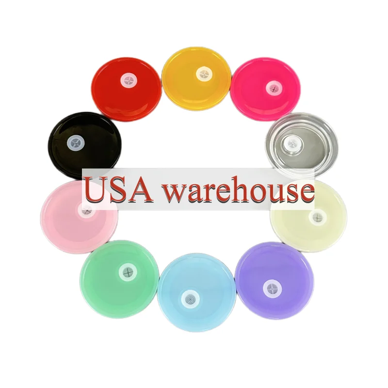 US warehouse ready to ship reusable colored plastic lid leak-proof replacement cover PP acrylic lid for 16oz 20oz beer can glass