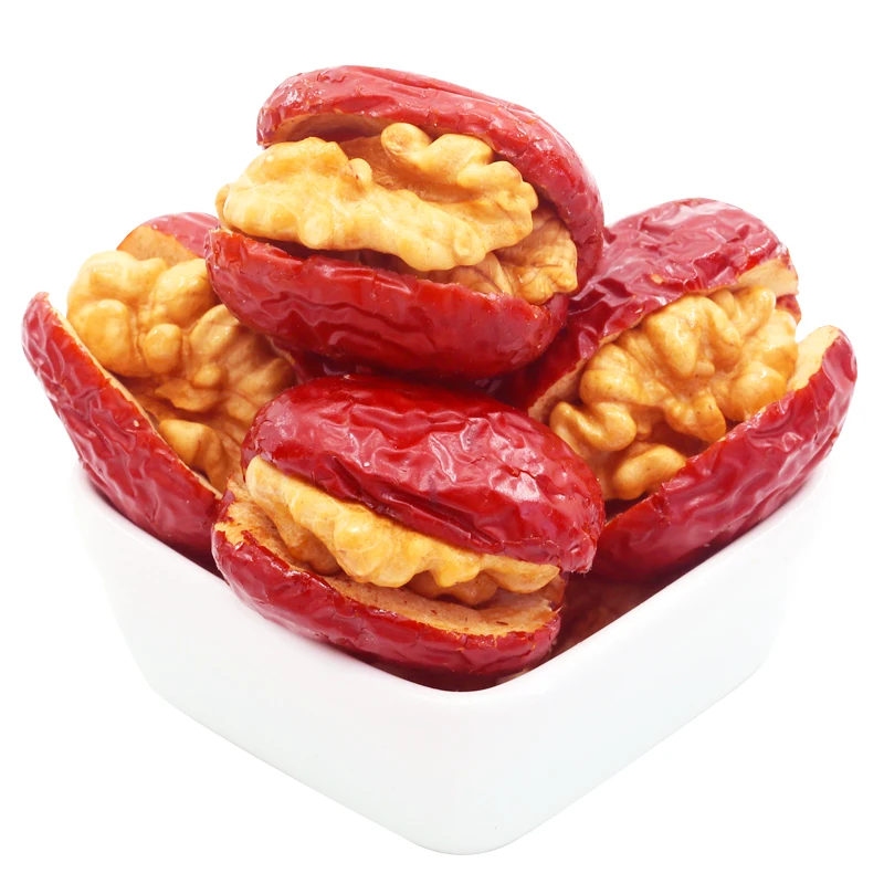 Wholesale Healthy Snacks Dried Red Dates Walnuts Professional OEM Bulk Chinese Red Date Jujube With Walnut Kernel