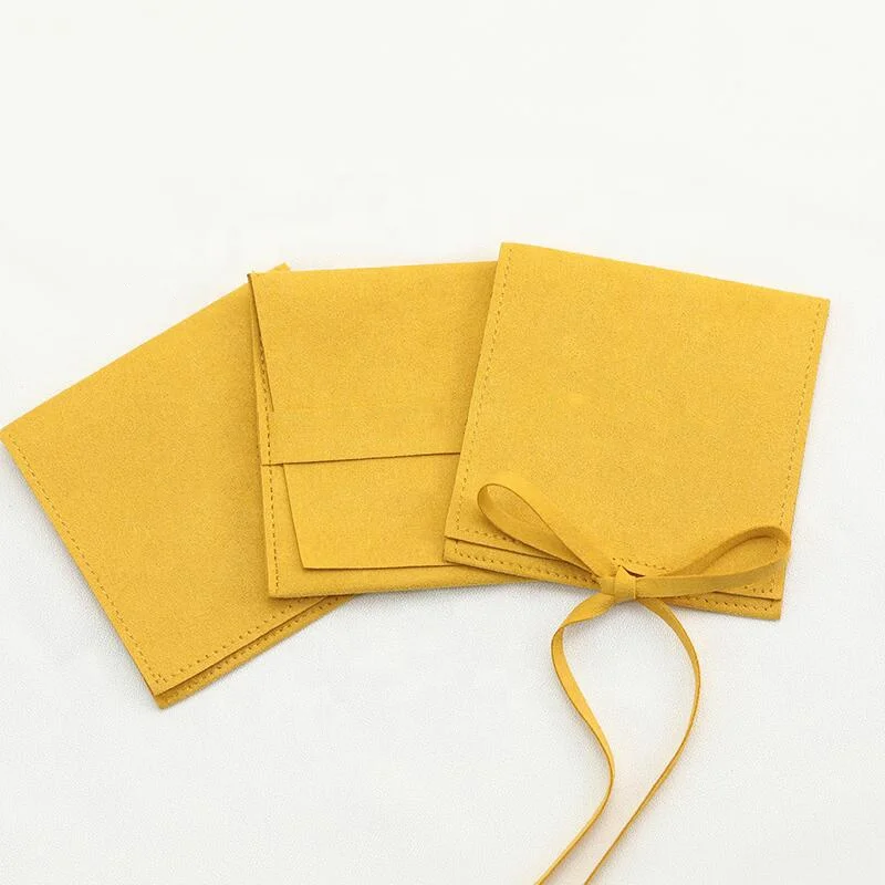 Eco Friendly Microfiber Custom Jewelry Pouch Embossed Envelope Design Flap Microfiber Jewelry Pouch Dustbag