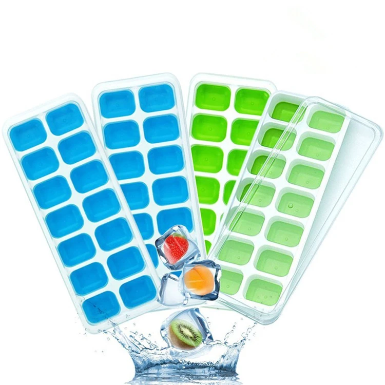 Ice Cube Tray with Lid Durable Ice Cube Molds 14 Ice tray Stackable