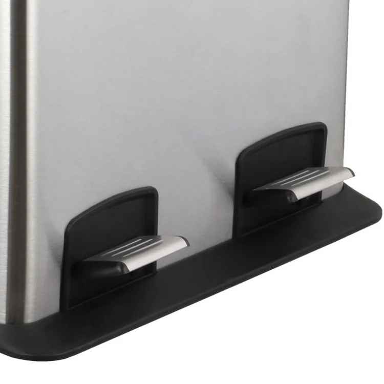 Hotel 36L Stainless Steel Rectangular Foot Pedal Garbage Bin Double Bucket with Lid Trash Can