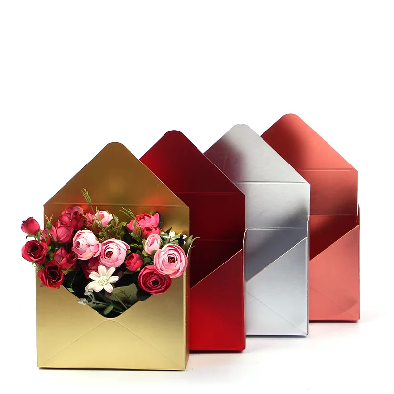 Wholesale custom high quality luxury paper envelope flower box Hot sale gold foil envelope box for flowers