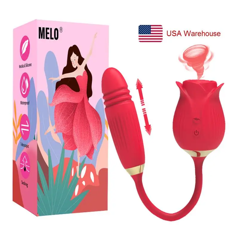 USA Warehouse Rose Vibrator Vagina Sucking Vibrator Nipple Sucker Clitoris Stimulation Rose Sex Toys for Woman%