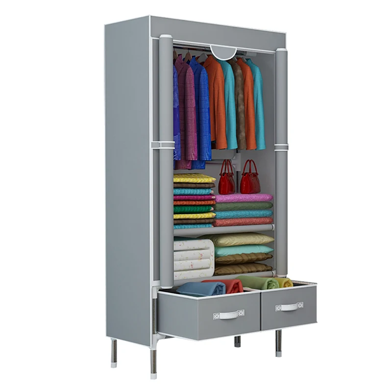 House Organizer Heavy Duty Steel Pipe Clothing Rack Non Woven Fabric Wardrobe With Drawers Plastic Storage Cabinet