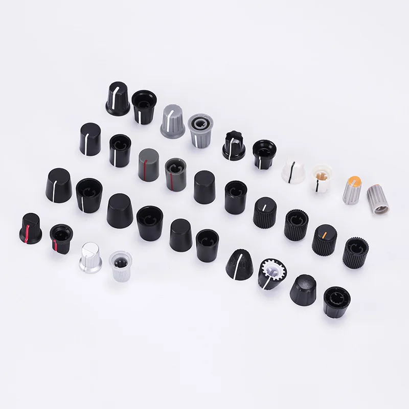 Selling potentiometer knob 6mm d shaft custom 6mm d shaft knob white knob with pointer