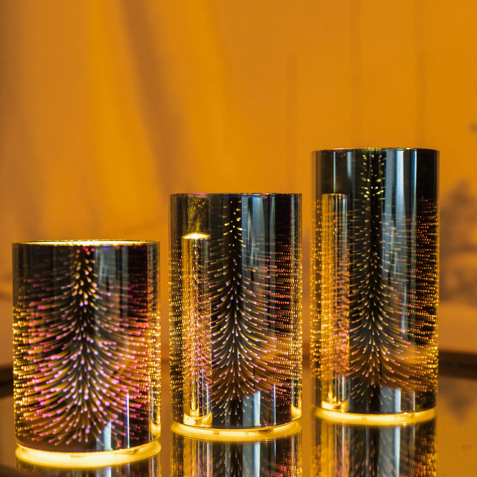 Senmasine на батарейках дистанционное управление стекло 3D-фейерверк мерцающий фитиль настоящий столб восковые беспламенные светодиодные свечи