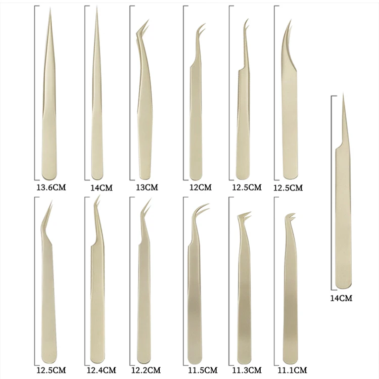 Wholesale OEM Newest High Quality Standard Stainless Steel Pearl Gold Eyelash Extension Tweezers