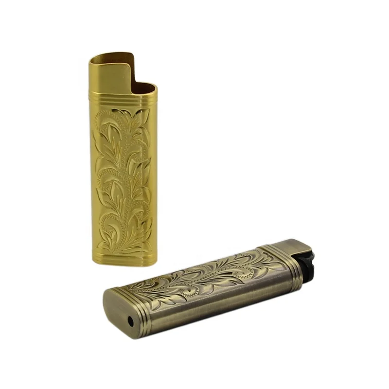 Chinese Factory Free Design Cigarette Lighter Case And Cigarette Holder Metal Cover Lighter Cover Sleeves Smoking Accessories
