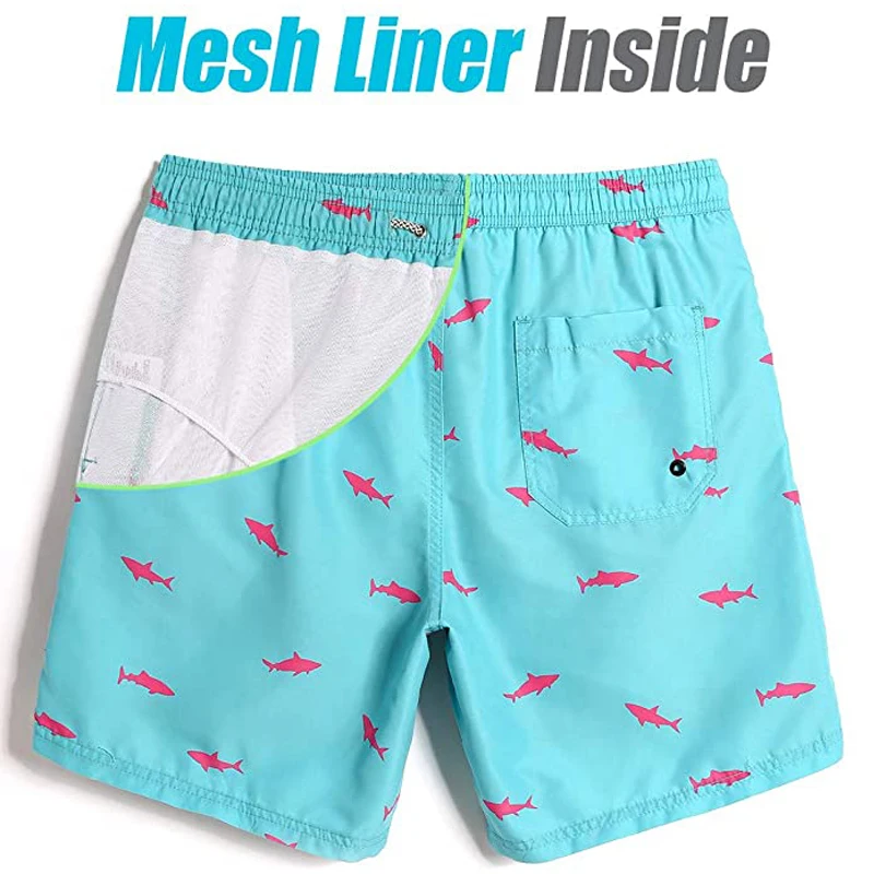 wholesale Custom unisex sublimation swim Beach shorts Mesh lining Cartoon Designer Graphic men swimwear shorts