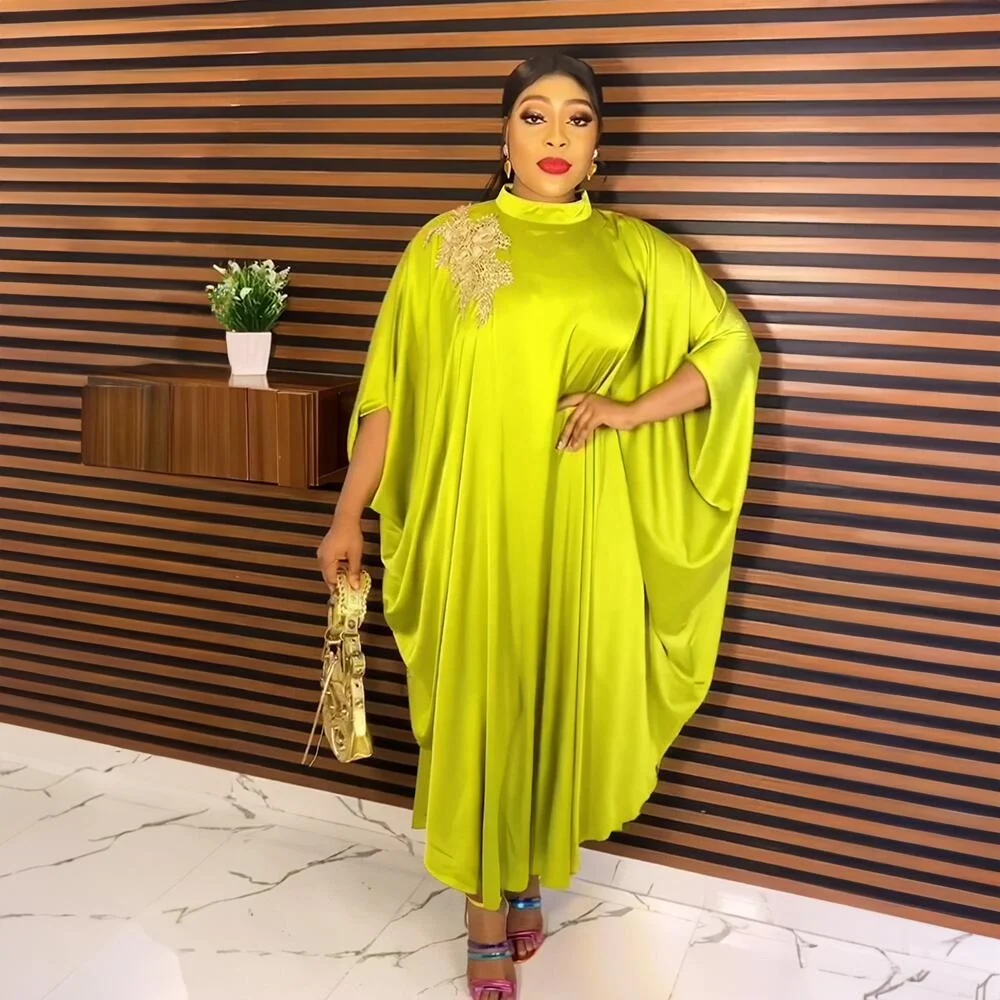 High Quality  East African Clothing rayon African Bazin Embroidery Design Dress Rhinestone embroidery ghana dress styles