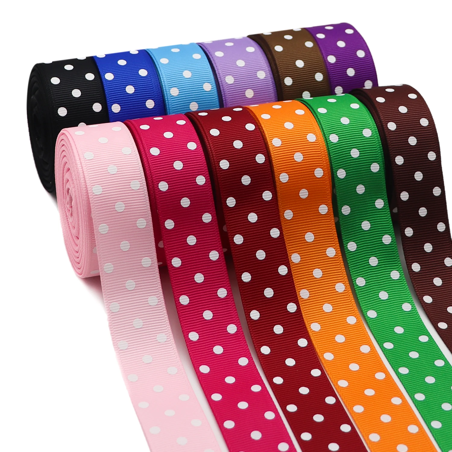 Custom logo 1 inch  printed polka dot grosgrain ribbon 25 mm for flower gift package
