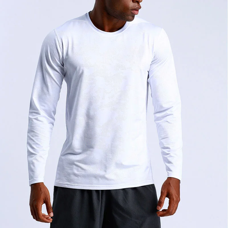 Factory 2024 Cotton Long Sleeve Gym T-shirt Custom Embroidery Logo Long Sleeve Crew Neck Sports Slim Fit T Shirt For Men