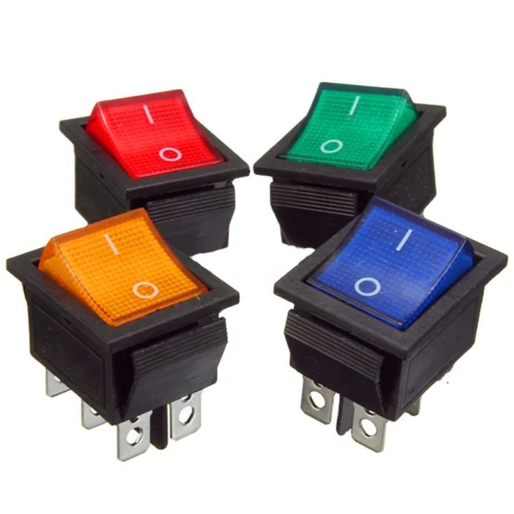 15A 250V Зеленый DPDT 2NO 2NC 6 pins, ON-ON рокер переключатель
