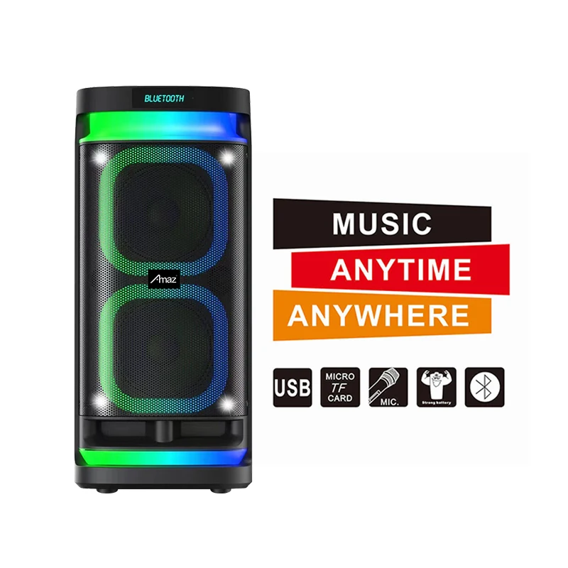 Amazing Africa Top Selling Coolest Newest partybox customized party Flash & colorful speakers double 6 inch woofers