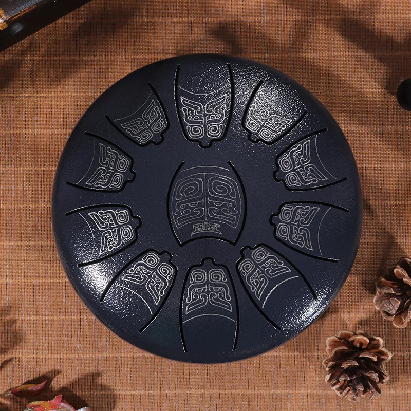 YML wholesale colorful  carving  carbon  steel  tongue drum music instrument drum 6 inch 11 notes hand pan drum
