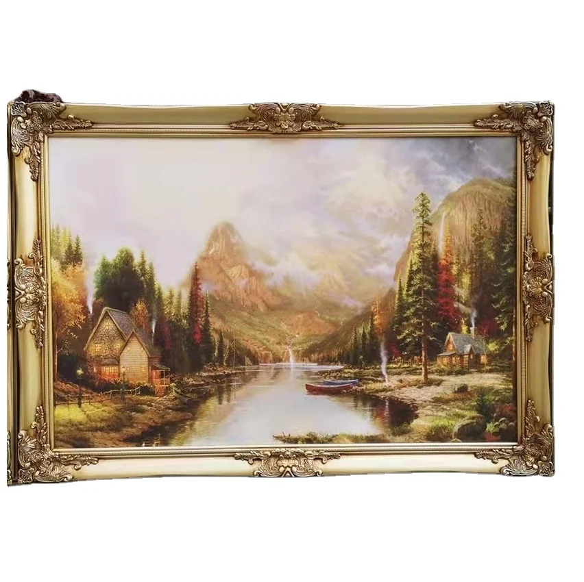 Ornament Gold Silver Big Size customized Size Decorative Carved Baroque Wood mirror frame painting frame photo frame
