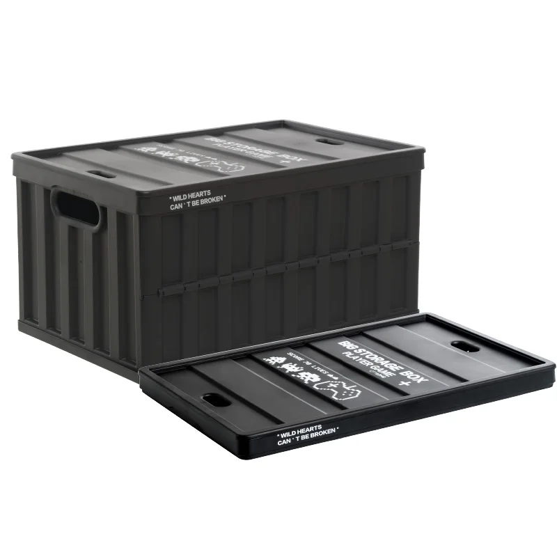 Green Industrial Style Plastic Folding Storage Box bin Car Household Outdoor Space-saving stackable container