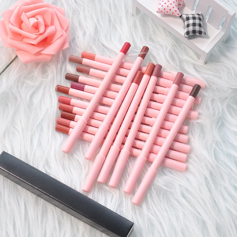 pink lip pencil private label cruelty free waterproof matte  LipLiner customized creamy lip liner