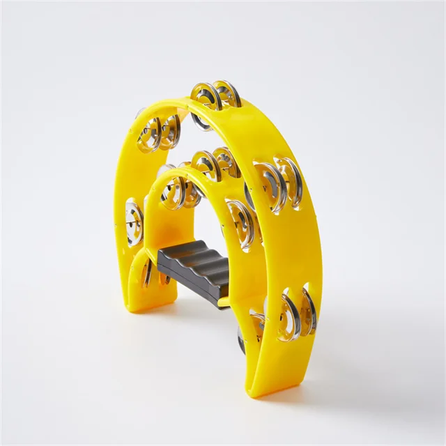 Conjurer Musical Tambourine Double Row Metal Jingles Hand Held Percussion Drum for Gift KTV Party with Ergonomic Handle Grip