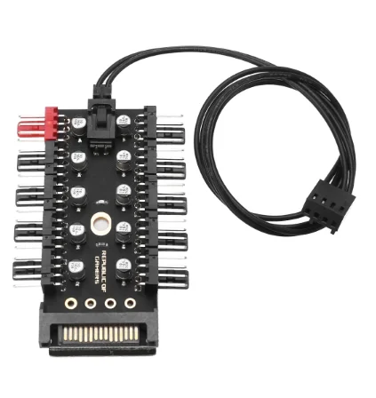 PC 1 to 10 4Pin Cooling Fans Hub Splitter Cable 12V PWM LED Sata Power Supply Adapter Speed Controller For Computer