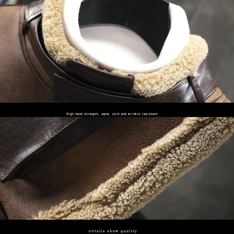 Winter blouson erkek mont custom baseball jacket este polaire homme Mens heavyweighty Warm thick Fur Coat Leather Jackets